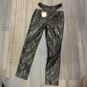 Superdown Black Faux Leather  pants